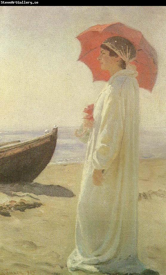 Laurits Tuxen nina, kunstnerens datter, pa stranden